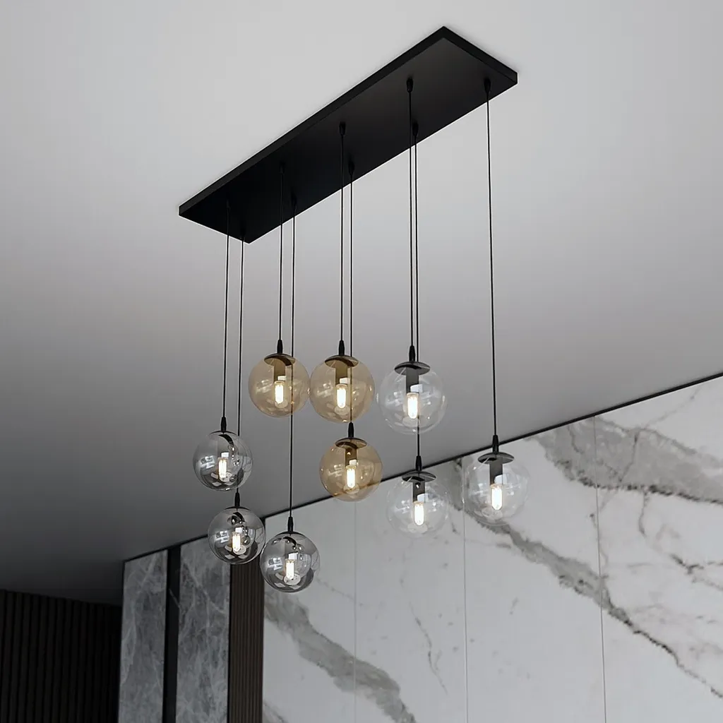 Suspension Plafonnier Multi-bras Cosmo 9 Noir et Or pour Salon - 4