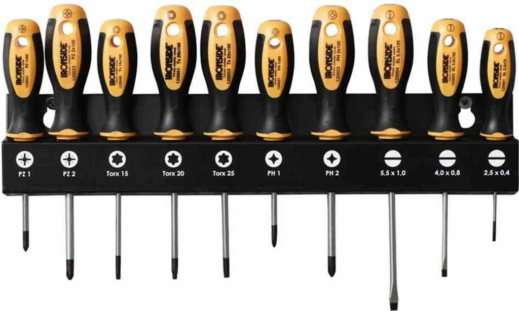 Ironside 100-681 Schraubendreher Set 10tlg, schwarz/gelb/grau (1 Set)