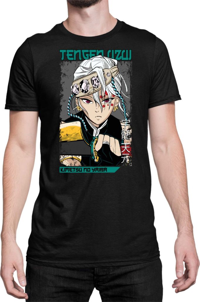 Herren T-Shirt Demon Anime Slayer Kimetsu No Yaiba Uzui Tengen 001, Man 3XL / Schwarz