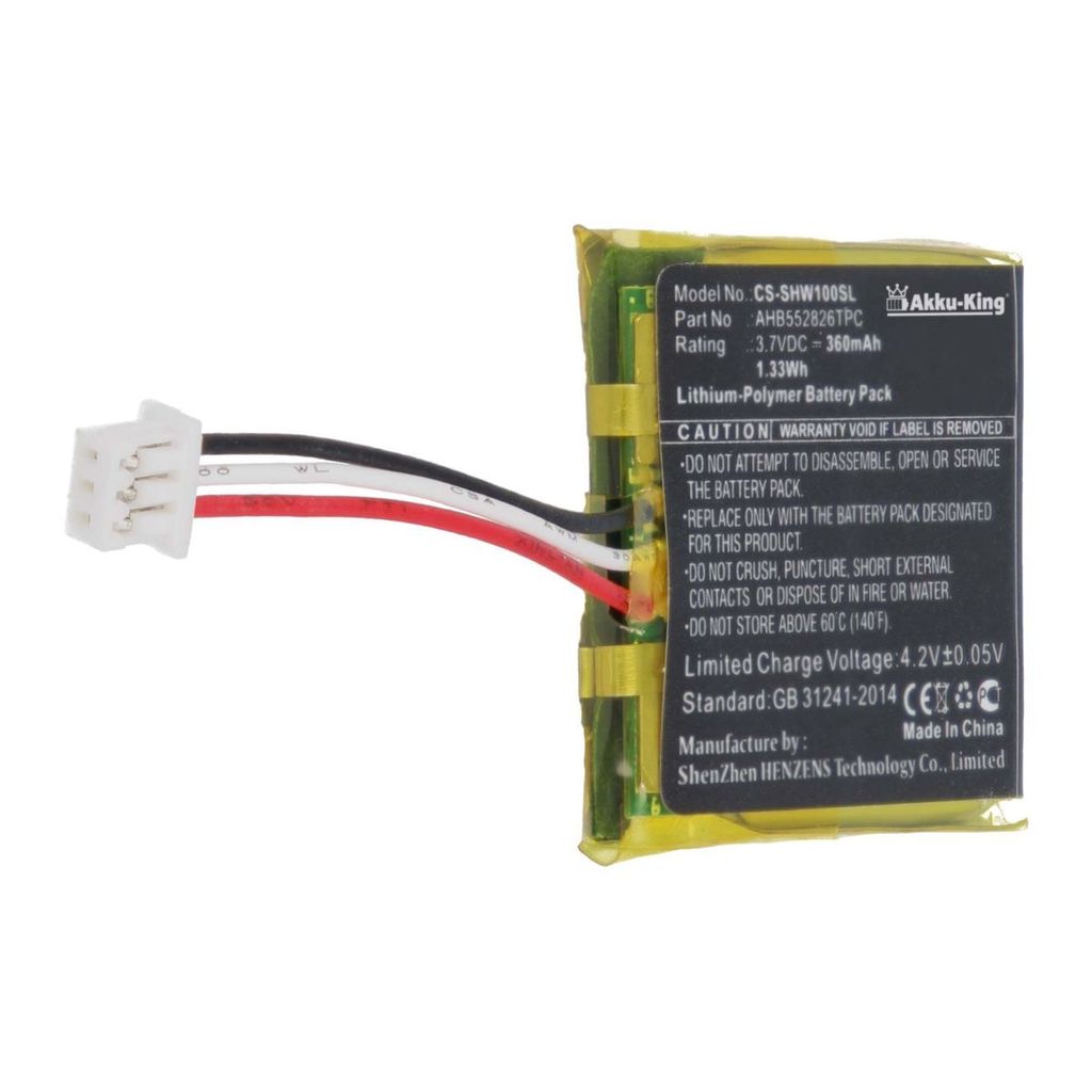 Akku kompatibel mit Sennheiser AHB552826TPC - Li-Polymer 360mAh - für SDW 10, SDW 10 HS, SDW 5013, SDW 5014, SDW 5015, SDW 5016, DW 10