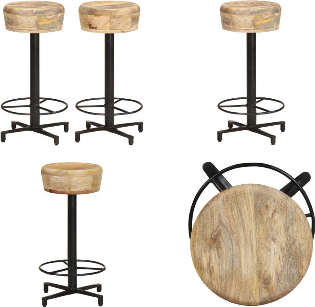 vidaXL Barhocker 2 Stk. 66 cm Mango Massivholz - Barstuhl - Barstühle - Stuhl - Stühle
