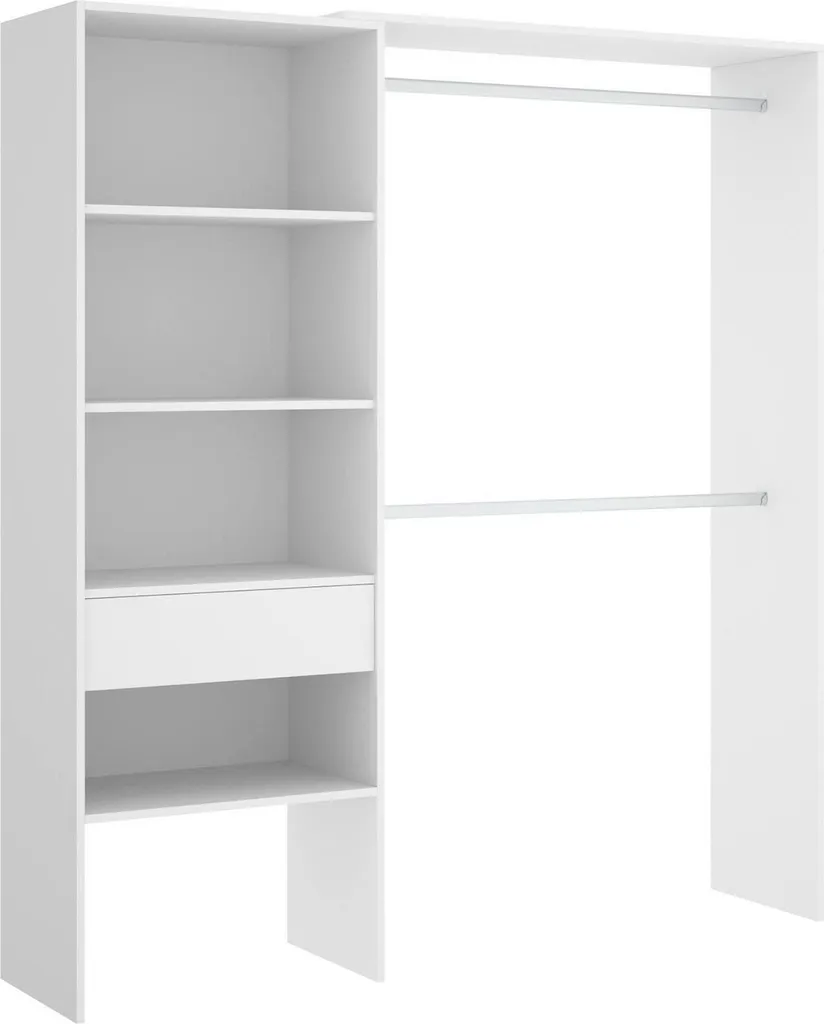Armoire Fauno blanche 160x187h cm avec 3 étagères de rangement