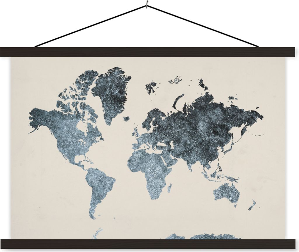 MuchoWow® Textilposter Weltkarte - Schwarz - Silber 120x80 Produktbild 