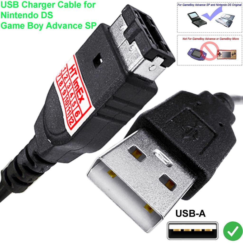 Charging cable for GBA Game Boy Advance SP & Nintendo DS USB power adapter 1,2 m