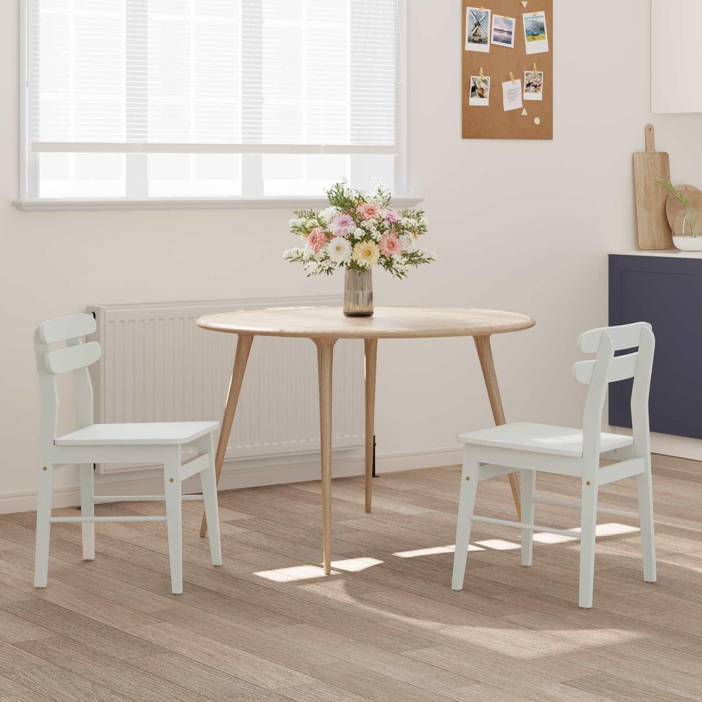 Eleganter Möbel Esszimmerstuhl 2 pcs - Montage erforderlich - Weiß Massives Gummiholz - CJG418536 - Esszimmerstühle