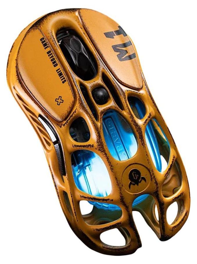GravaStar Mercury M1 Pro Kabellose Gaming Maus, 1K Dongle, 26.000 DPI, PAW3395, 5 Glowsync RGB, Combat Yellow