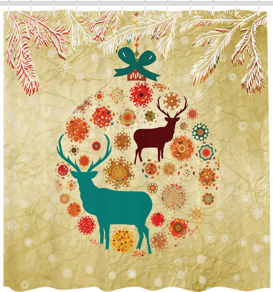 Offerta Tenda Doccia ABAKUHAUS Natale Vintage 175x240 cm