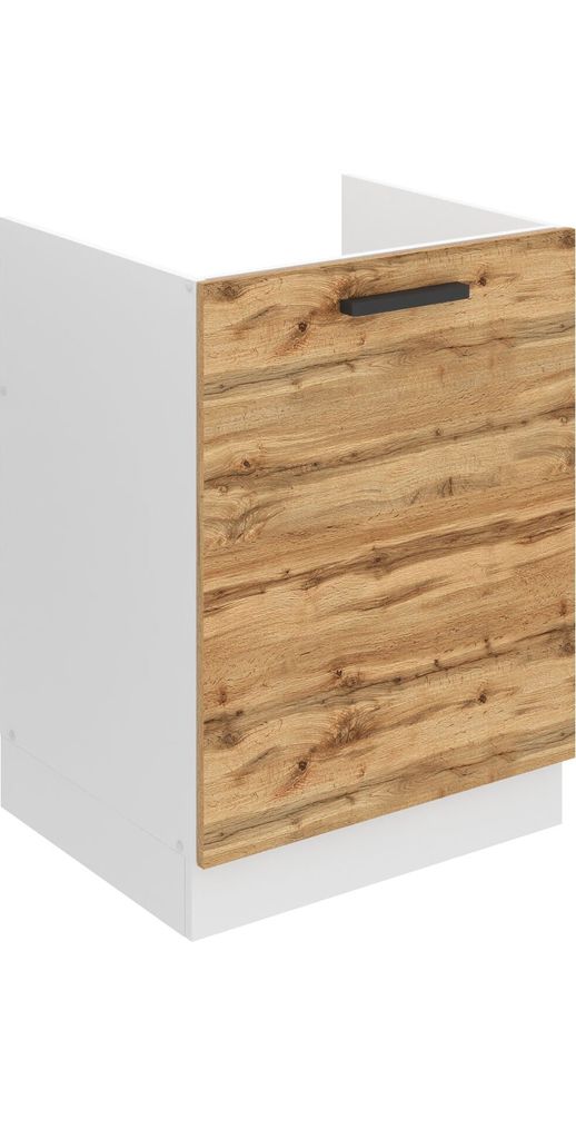 Belini Unterschrank Küche, Spülenunterschrank 60 cm Breite. SDZ Küchenunterschrank ohne Arbeitsplatte. Spülenschrank mit 1 Tür, Wotan-Eiche