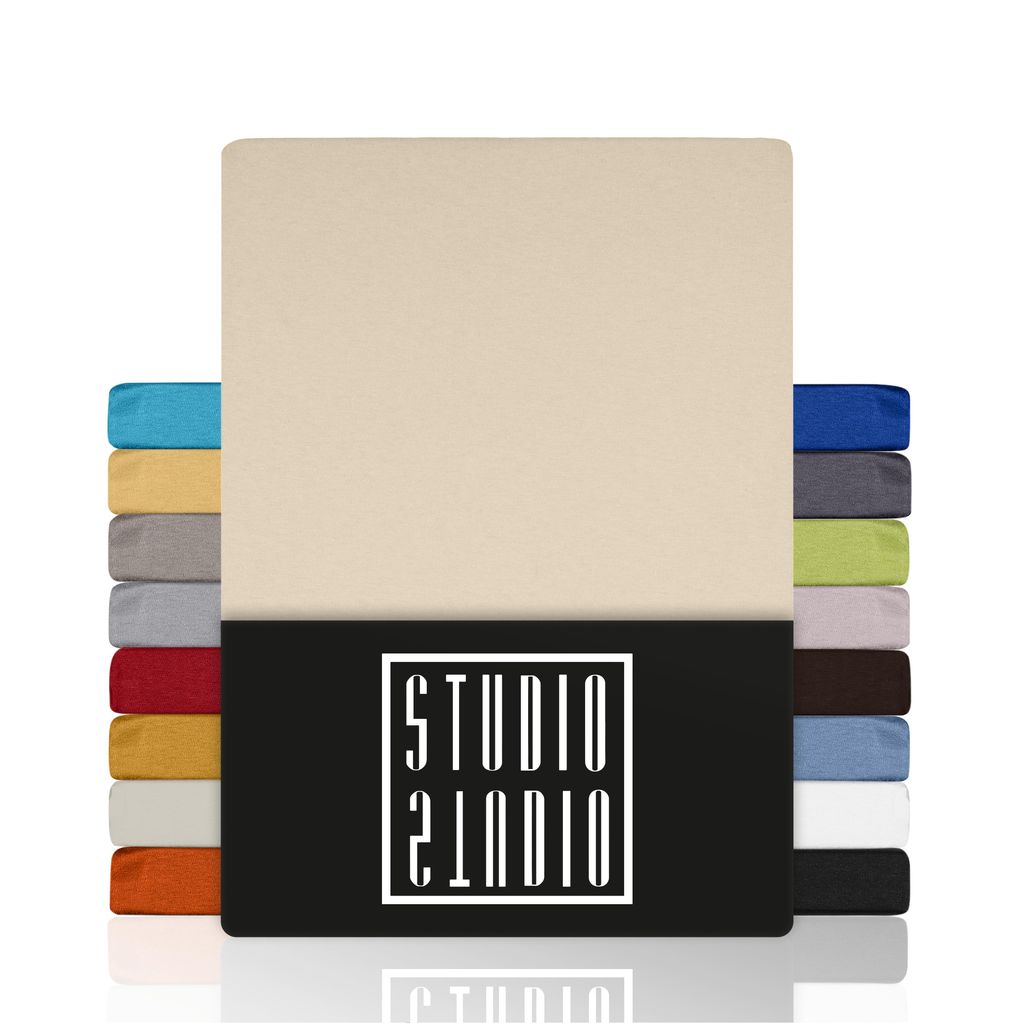 STUDIO Basic Spannbettlaken 120x200cm, 100% gekämmte Baumwolle, Markenqualität, Jersey - Creme