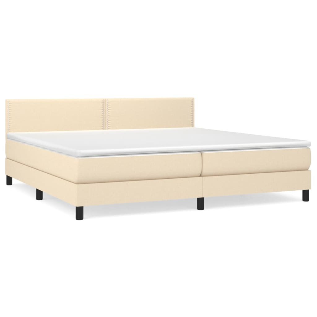 Boxspringbett mit Matratze Creme 200x200 cm Stoff