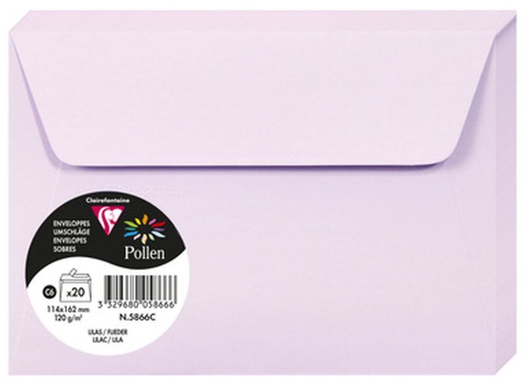 Clairefontaine Umschlag C6 Pollen 120g flieder 20 Stück Produktbild 