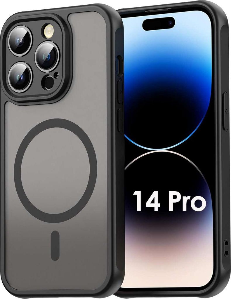 Handyhülle für Apple iPhone 14 Pro Matt Case Schutzhülle Kratzfest Passgenau Schwarz