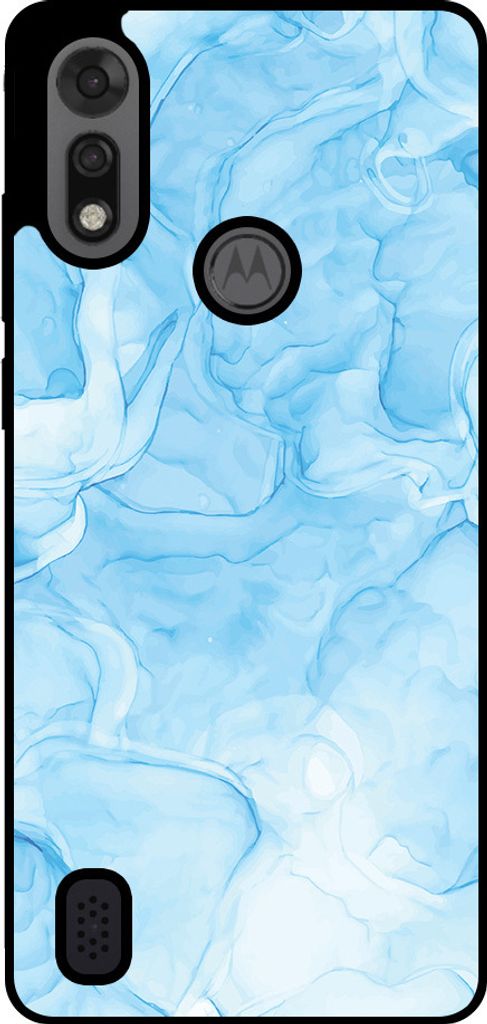 Smartphonica Handytasche Passend für Motorola Moto E6i / E6s 2020 mit Marmordruck - TPU Rückendeckung Fall Marmor-Design - Hellblau