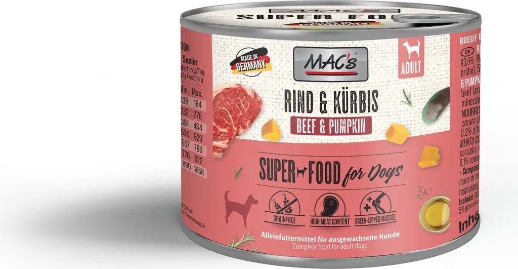 MAC's Dog Manzo & Zucca 200gx6 | Umido Cane Senza Cereali Premium