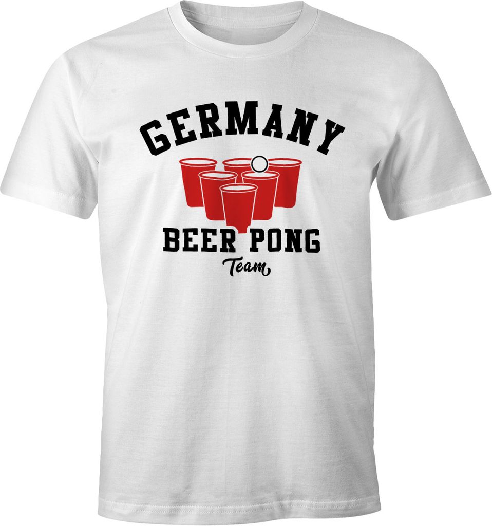 Herren T-Shirt Germany Beer Pong Team Bier Fun-Shirt Moonworks weiß 4XL