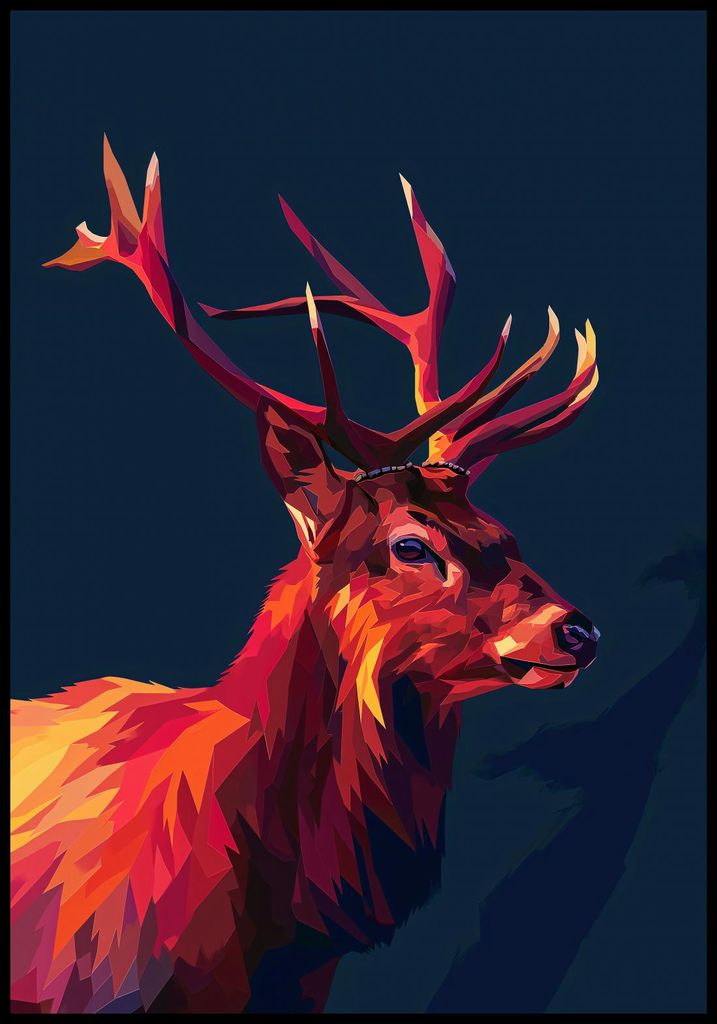 Plakat 68x98cm Hirsch in Geometrie