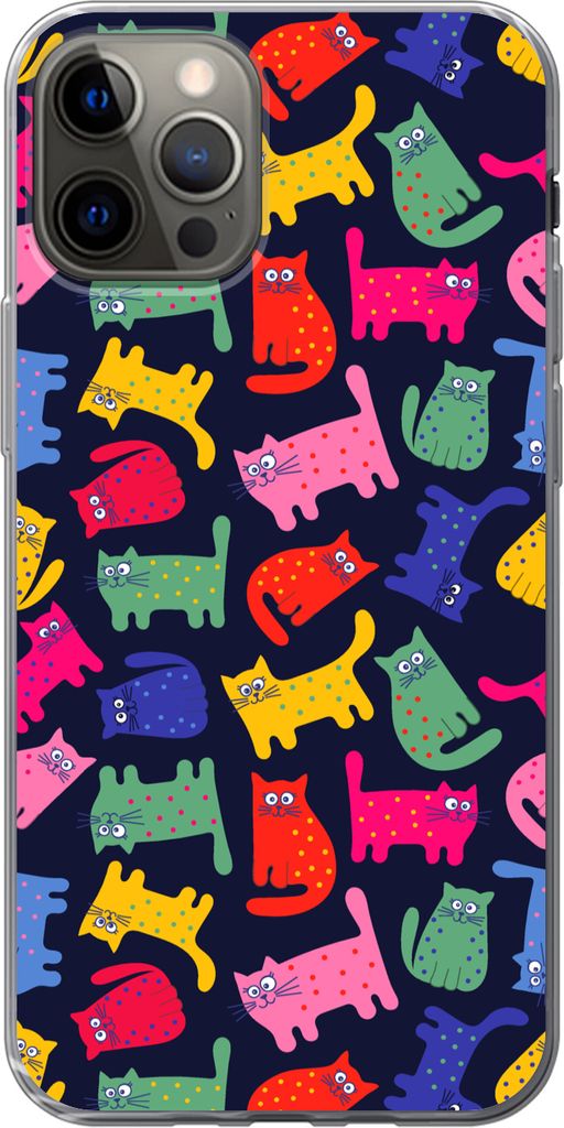 MuchoWow Handyhülle Schutzhülle Hülle für Telefoonhoesje iPhone 13 Pro Muster - Katze - Regenbogen - Rosa - Mädchen - Kinder - Kind Silikon ...