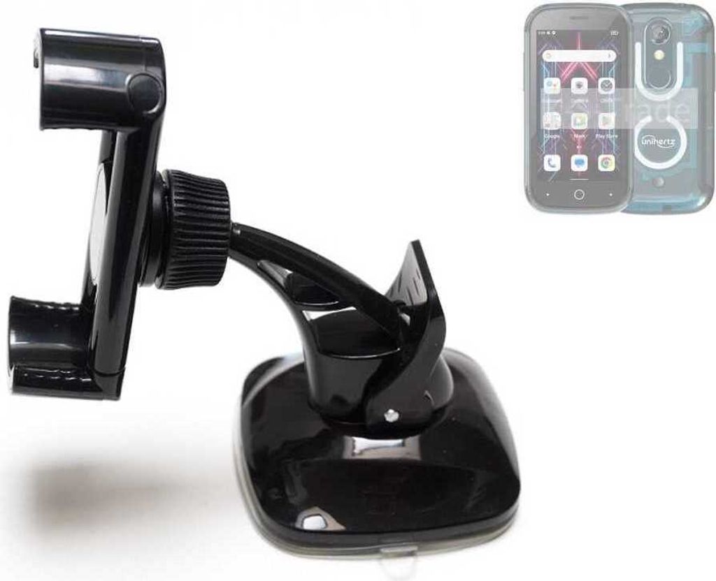 K-S-Trade kompakte Handy-Halterung Windschutzscheibe kompatibel mit Unihertz Jelly Star Armaturenbrett schwarz Autohalterung KFZ Halter