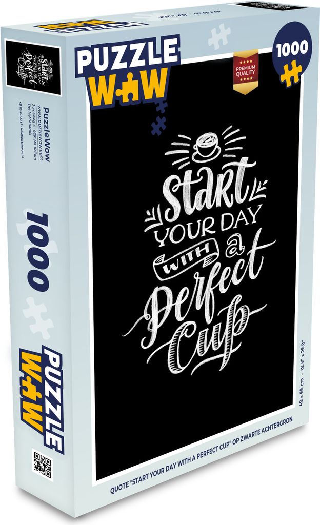 MuchoWow Puzzle 1000 Teile Zitate - Beginne deinen Tag mit einer perfekten Tasse - Tasse Kaffee - - Spielzeug - Alt und Jung - Spiele - Puzzeln