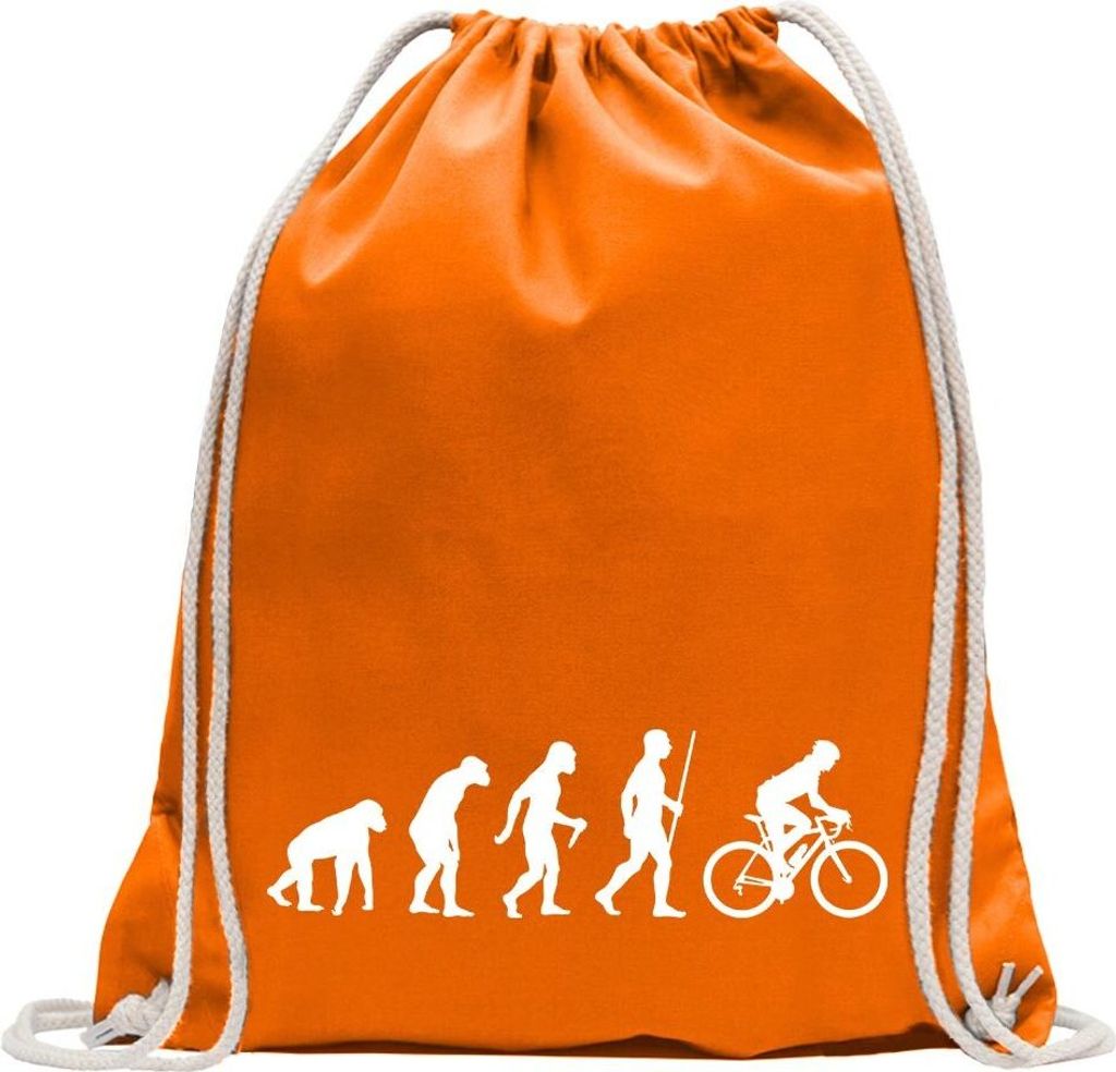 Kiwistar - Turnbeutel - mandarin - Rennrad Fahrrad Evolution - Fun Rucksack Sport Beutel Gymsack Baumwolle mit Ziehgurt