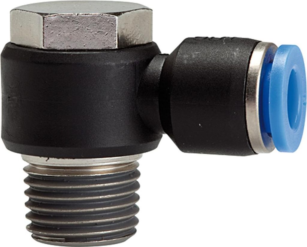 Riegler L-Steckverschraubung »Blaue Serie« drehbar, R1/4 a., max.15, Ø 6mm