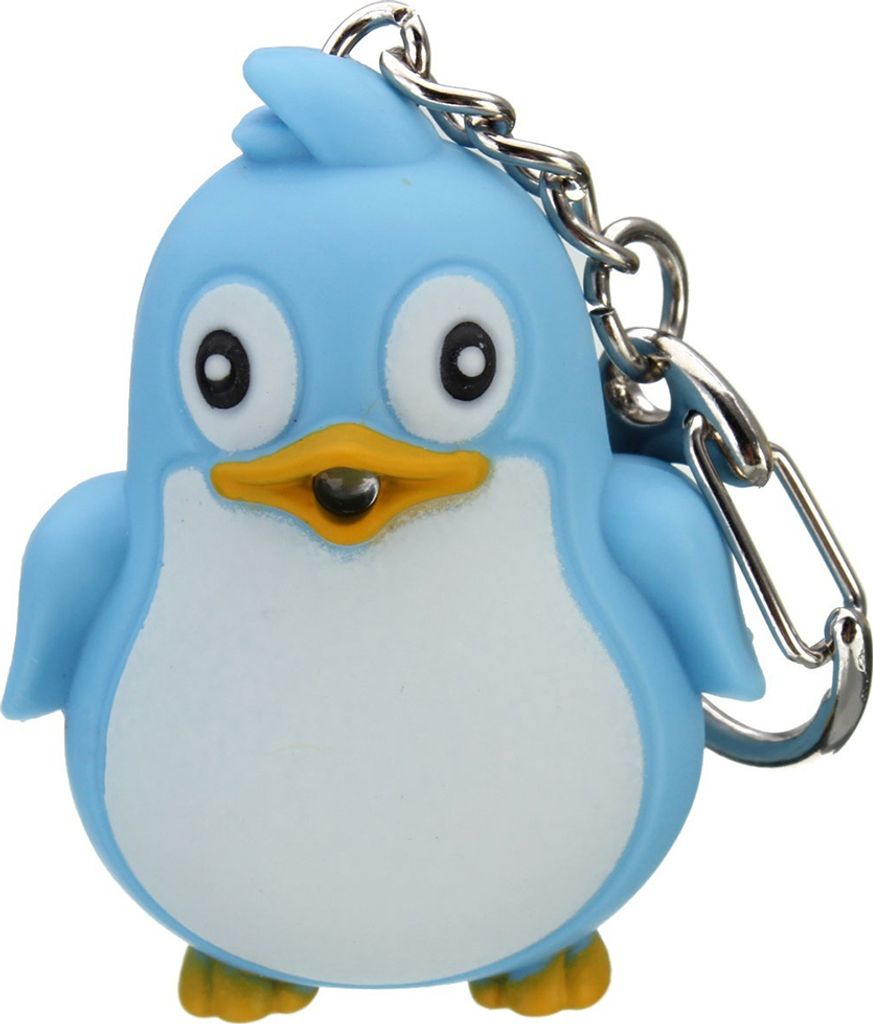 Niedliches Tier-Pinguin-LED-Licht mit Sound, Schlüsselanhänger, Schlüsselanhänger, Taschenlampe, Weihnachtsgeschenk-Blau