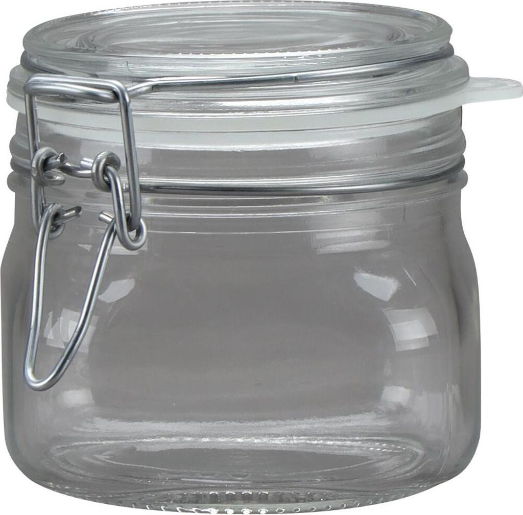 Drahtbügelglas CUCINARE 560 quadratisch, mit Gummiring 0,5 l