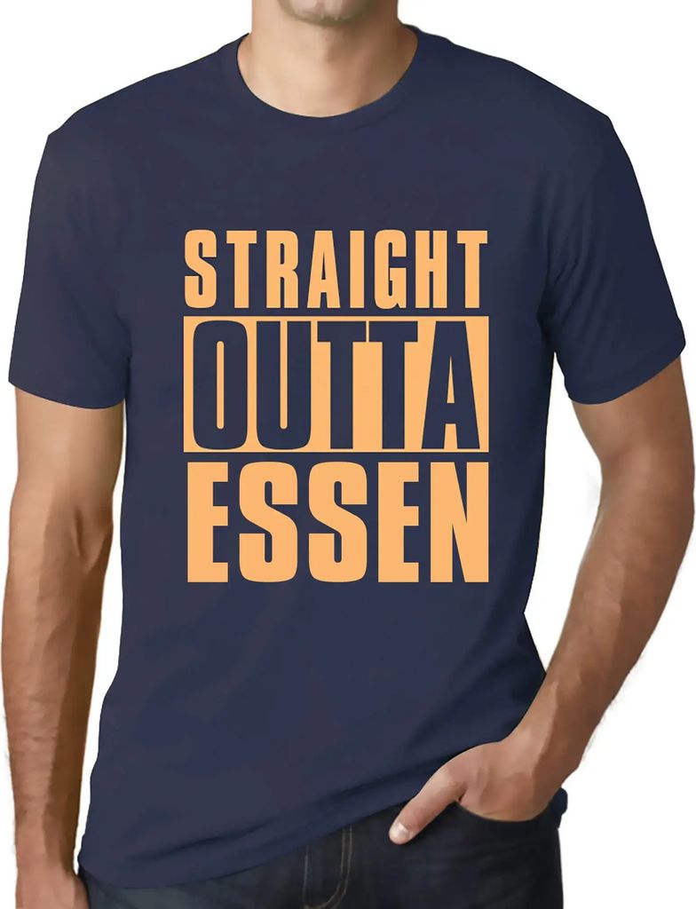 Herren Grafik T-Shirt Straight Outta Essen Öko-Verantwortlich Vintage Jahrgang Kurzarm Lustige Druck Geburtstag Geschenk Mann