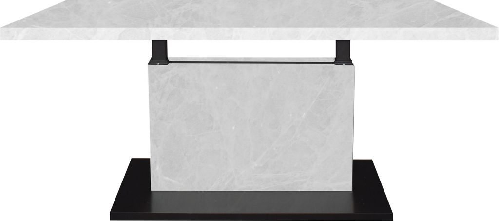 Couchtisch >Lift< höhenverstellbar, keramik optik weiß / schwarz - 120x49/68x70 (BxHxT)
