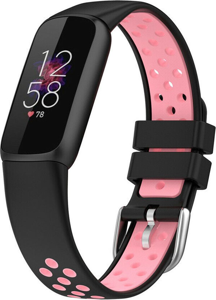 Strap-it Fitbit Luxe Sportarmband (Schwarz/Rosa)