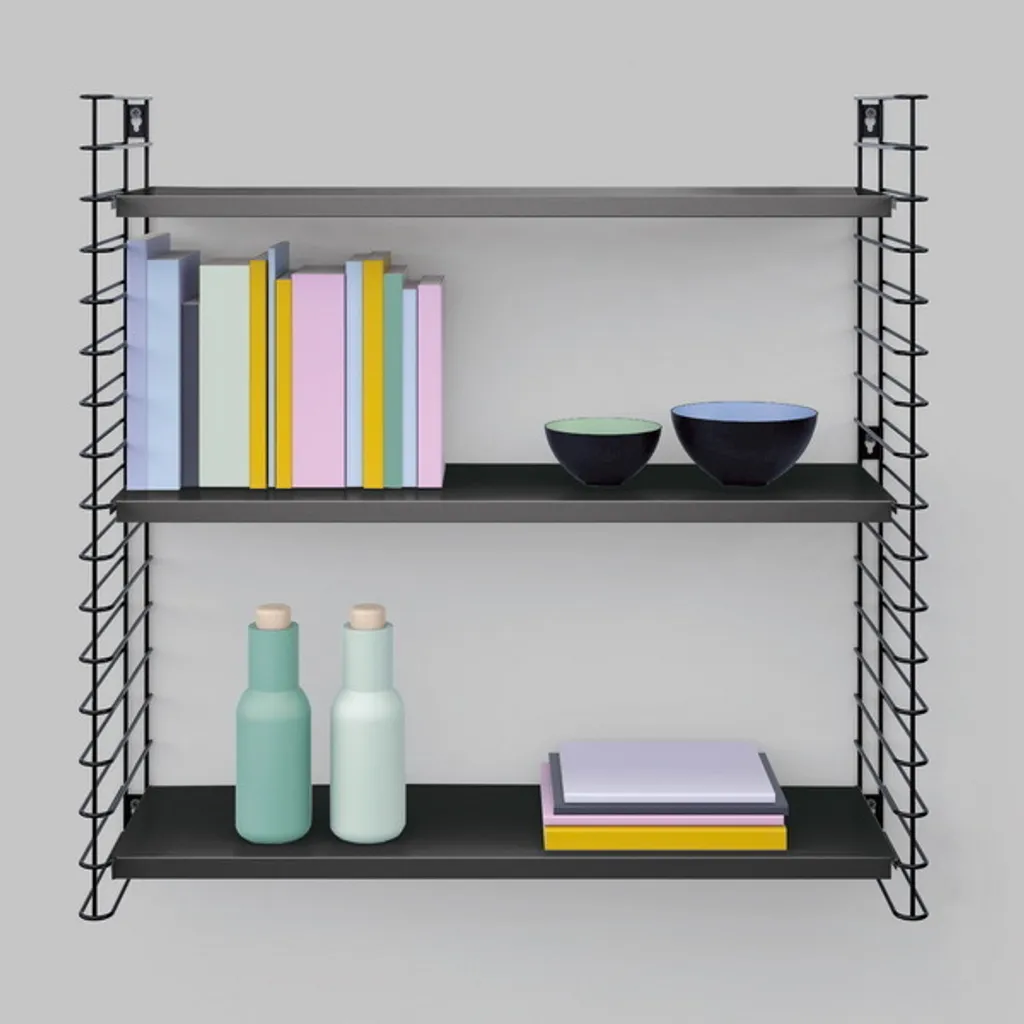 Bibliothèque Tomado Metaltex 377603080 avec 3 étagères noires modulables