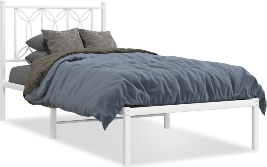 "2026 Promotion" Bettgestell moderne - mit Kopfteil - Metall Weiß - 90x190 cm - Polsterbett CC22809