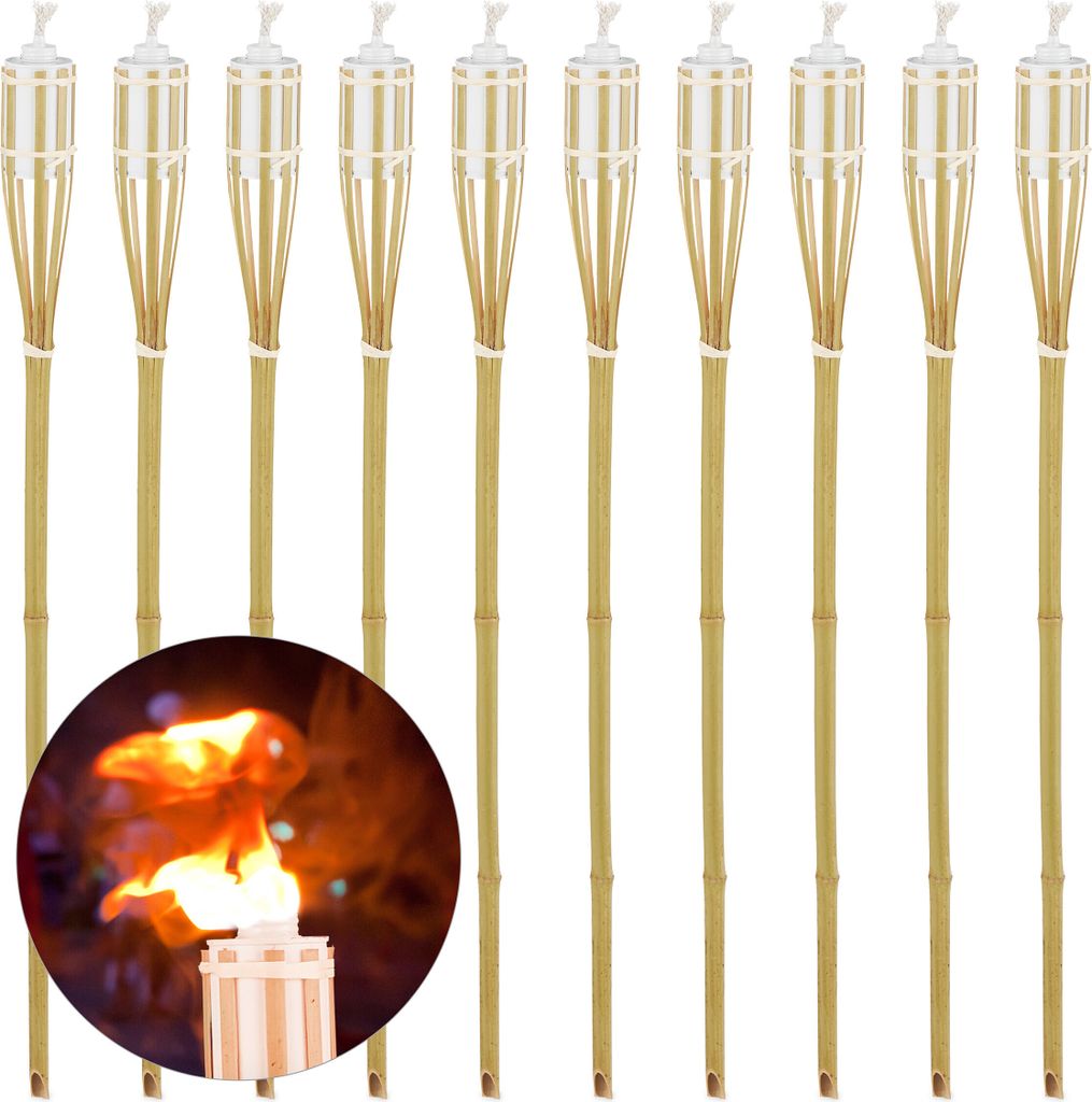 Set da 10 torce da giardino Relaxdays, torce in bambù, A x Immagine del prodotto 