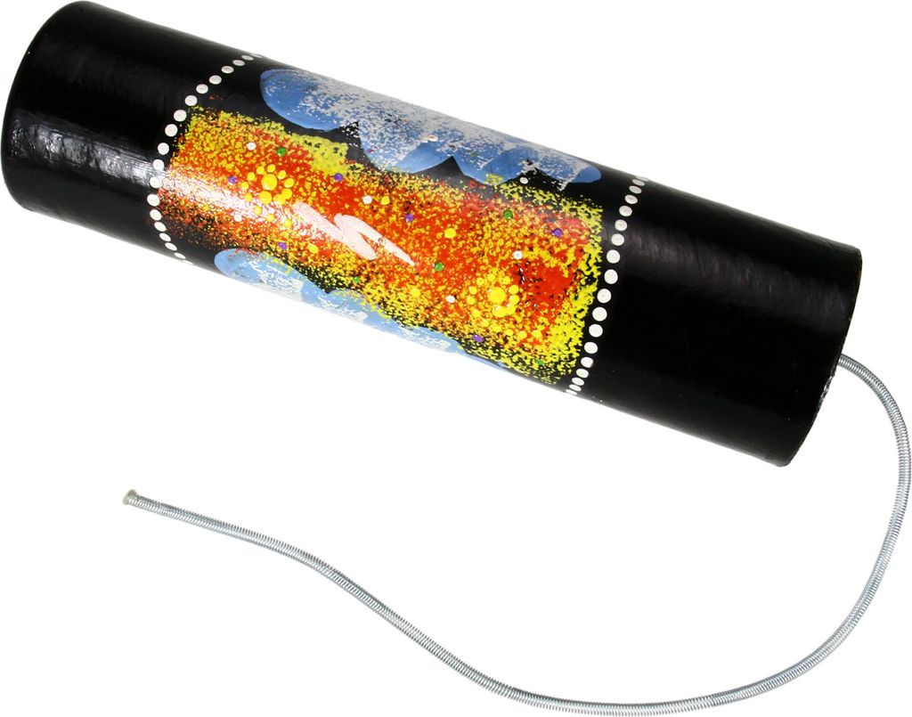 Donnertrommel zur Imitation von Gewitter aus bemalter Pappe, 28 cm