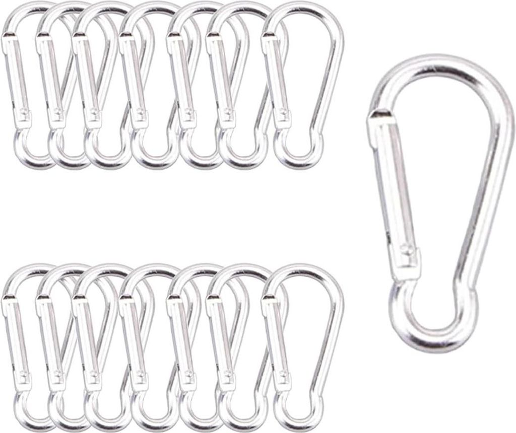 10 Stück S Karabiner Mini Karabinerhaken Metall Doppelkarabiner 8 Förmiger 2 Öffnungen 30mm Karabiner Klein für Outdoor Camping Zuhause Wandern...