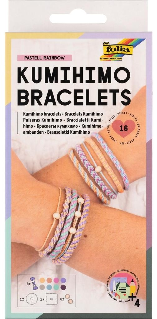 folia Kumihimo Bracelets-Set PASTELL RAINBOW 16-teilig