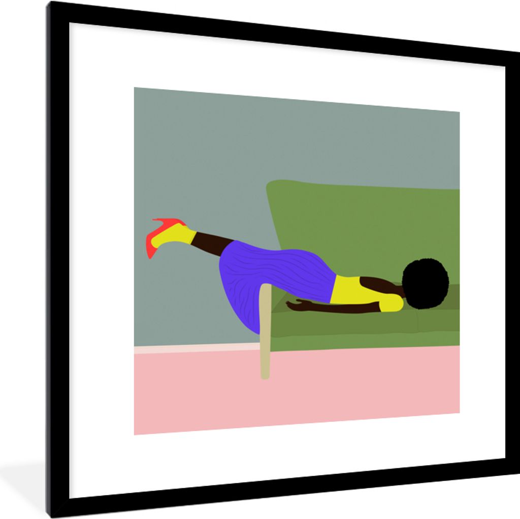 MuchoWow Gerahmtes Poster Frau - Minimalismus - Design 40x40 cm - Poster mit Schwarzem Bilderrahmen Wandposter Rahmen Foto Bilder - Poster - Plak...