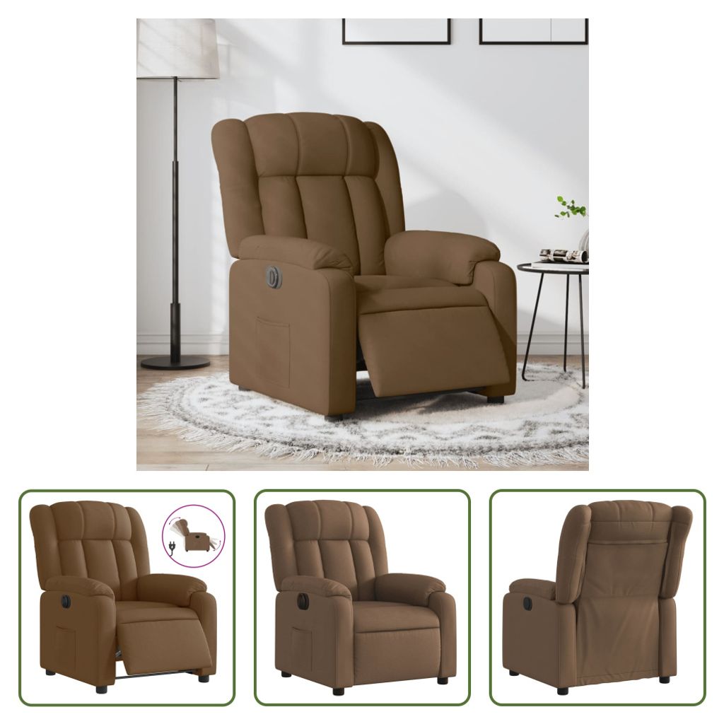 The Living Store Relaxsessel Elektrisch Braun Stoff