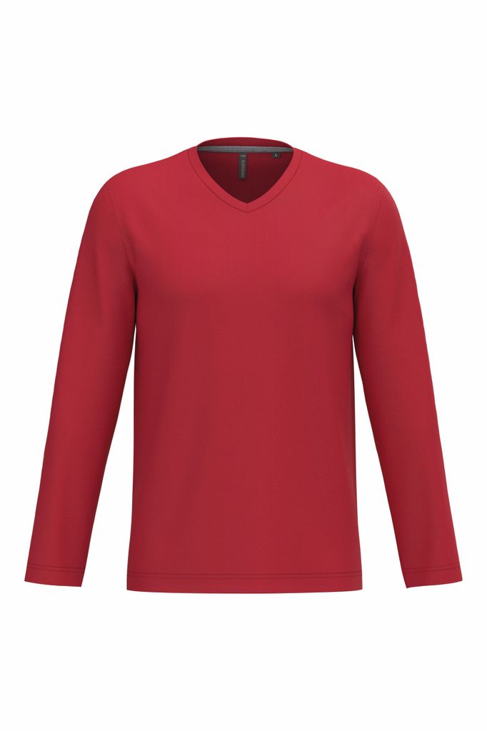 Kariban Mens long-sleeved V-neck T-shirt