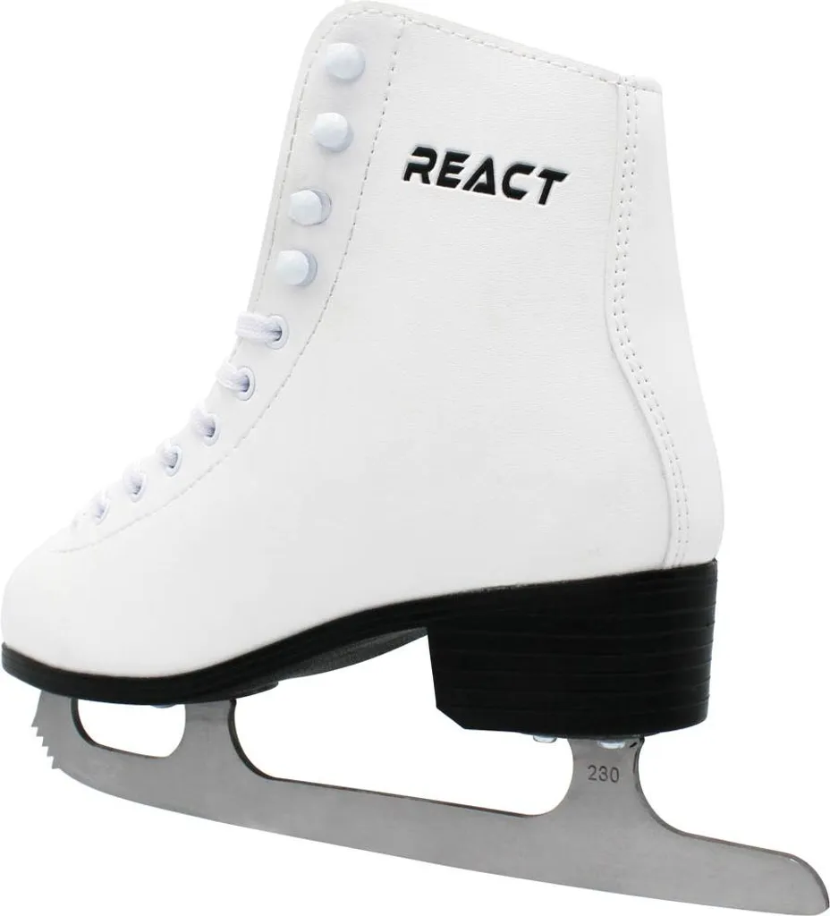 Patins à glace React blanc EU35 avec lame acier et maintien renforcé
