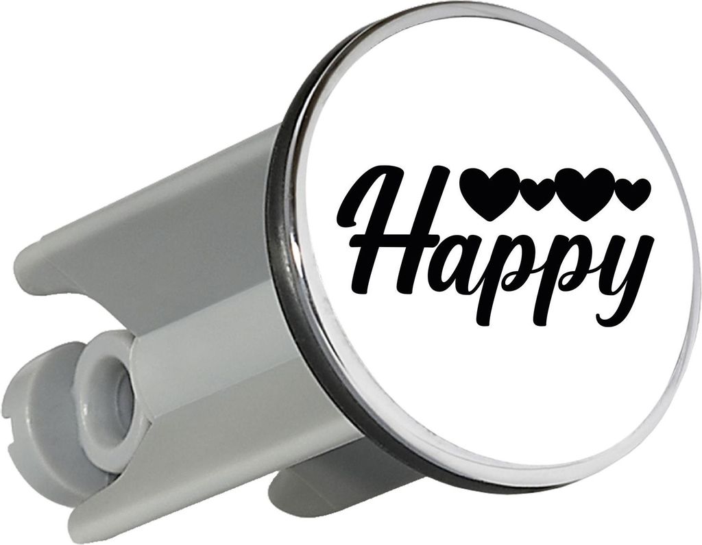 Huuraa Waschbeckenstöpsel Happy Herzen 4cm höhenverstellbar Abflussstopfen Geschenkidee