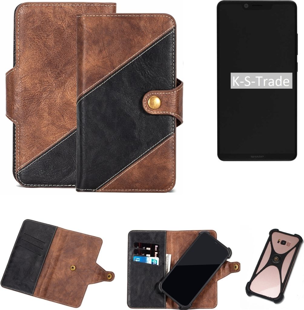 K-S-Trade Handy Hülle Schutz Hülle Schutzhülle Bookstyle Case kompatibel mit Sharp Aquos D10 Handy Cover Hülle Schutztasche 1x