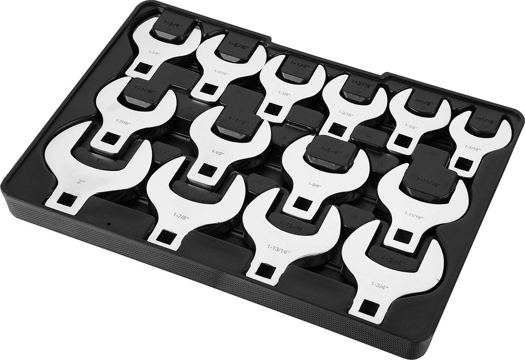 SucceBuy crowfoot-Schlüsselsatz, 1/2"-Antrieb, 14-teilig SAE (1-1/16" - 2") mit Ablagefach, 40CR-Material, lasergravierte Größen, für mechanisc...