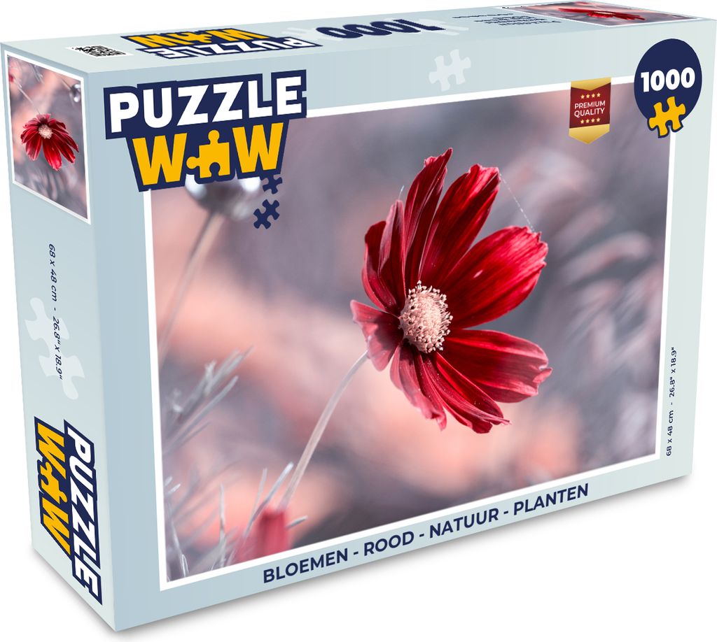 MuchoWow Puzzle 1000 Teile Blumen - Rot - Natur - Pflanzen - Erwachsene - Rätsel