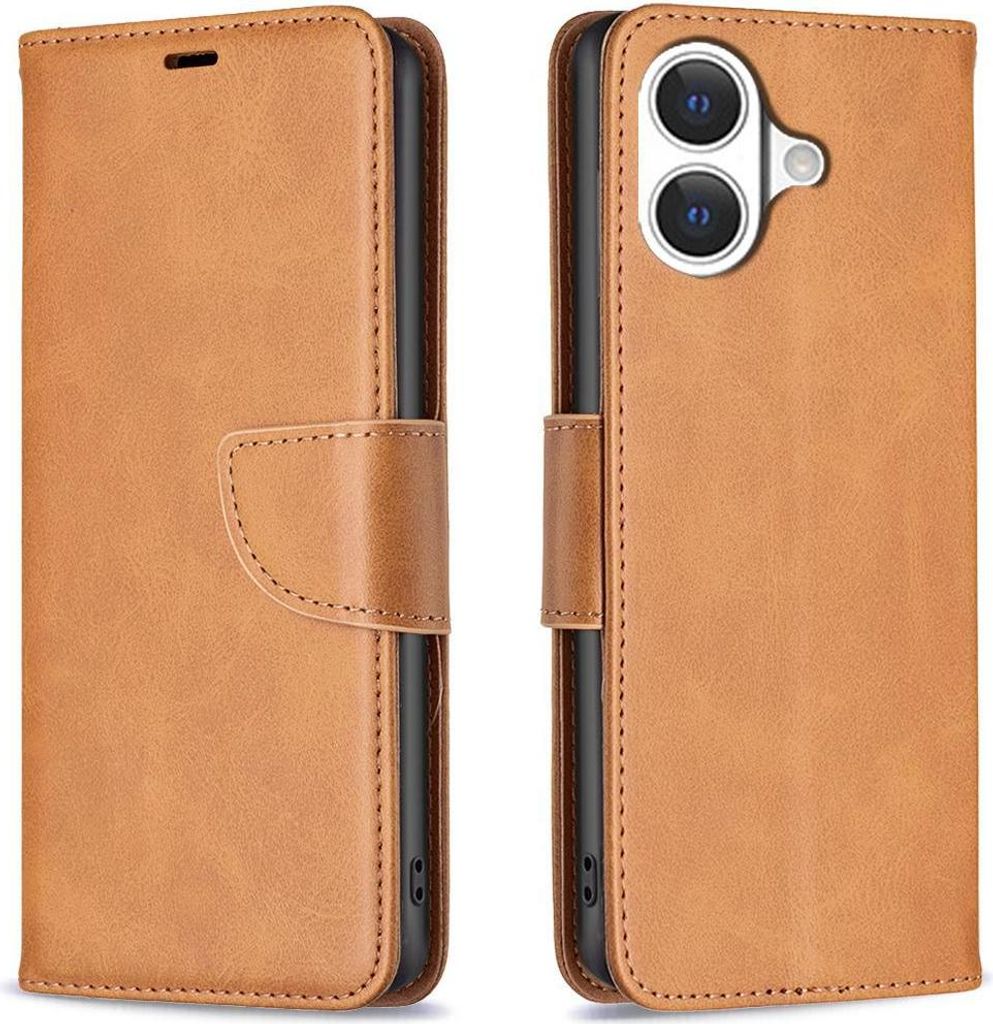 Mobigear Excellent iPhone 17 Hülle Klapphülle Geldbörse - Cognac
