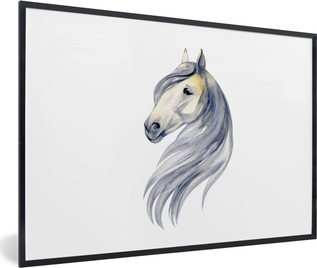MuchoWow MuchoWow Gerahmtes Poster Pferd - Aquarell - Tier - Mädchen - Kinder - Mädchen 30x20 cm - Poster mit zchwarzem Bilderrahmen - Kunstd...