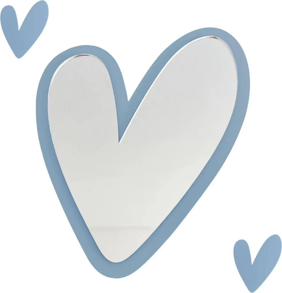 Specchio bambini cuore acrilico azzurro 35x29,5 cm