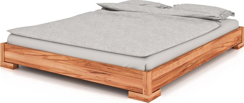 Bett VENTO-E 120 x 210 aus Massivholz, ohne Kopfteil, Naturgeölt