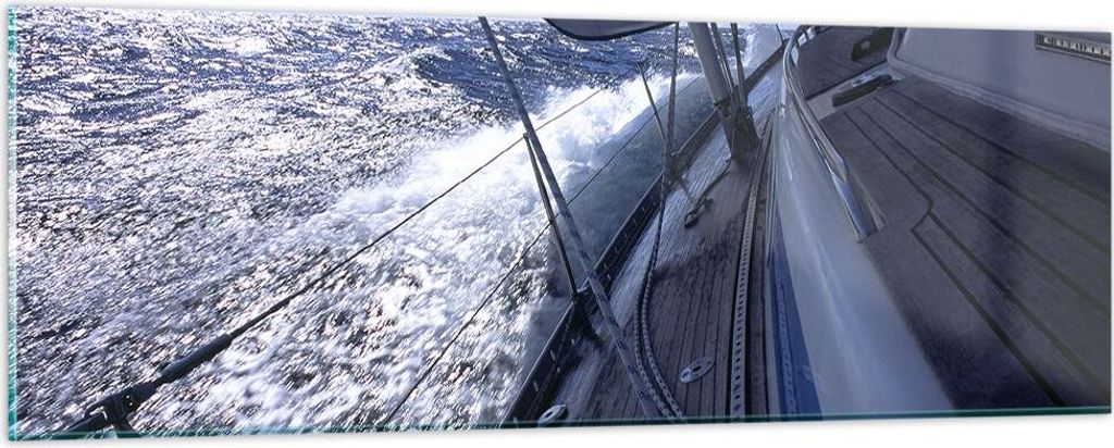 Bilder auf glas - Boot Ozean Reise Yacht - 90x30cm - Glasbilder - Wandbilder - Kunstdruck - zum Aufhängen bereit - Wanddekoration aus Glas - Glas ...