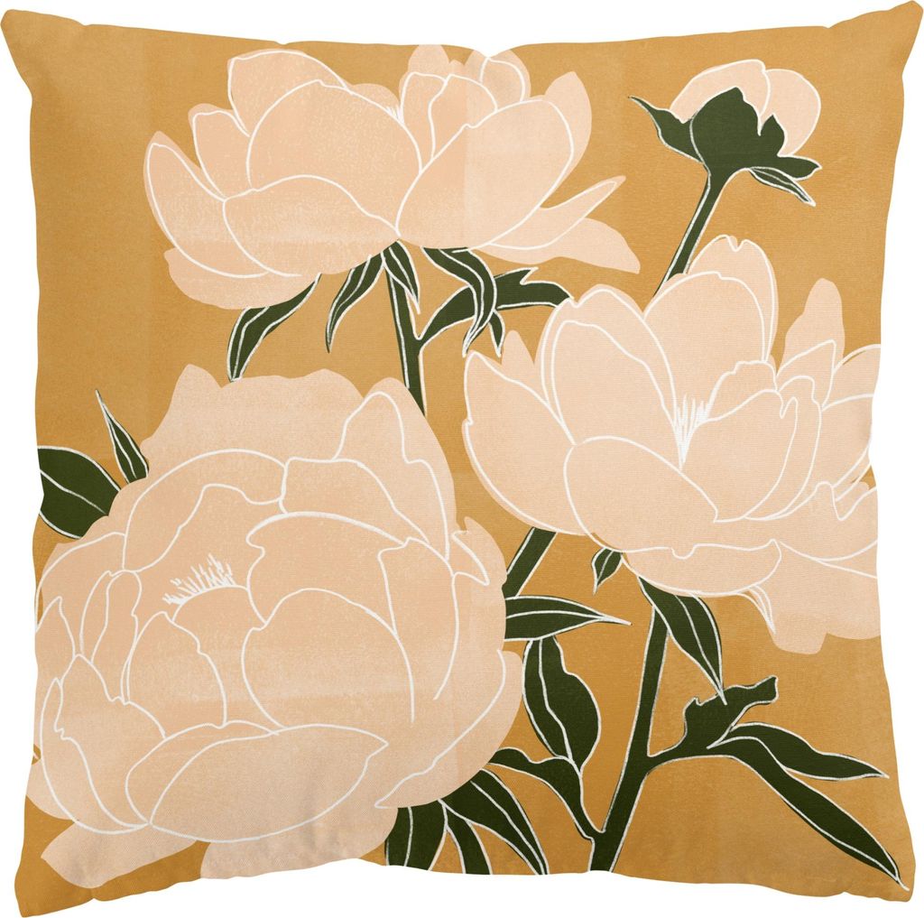 Dekokissen Blumen drinnen / Indoor Zierkissen Samt waschbar Design orange Sofakissen ohne Füllung